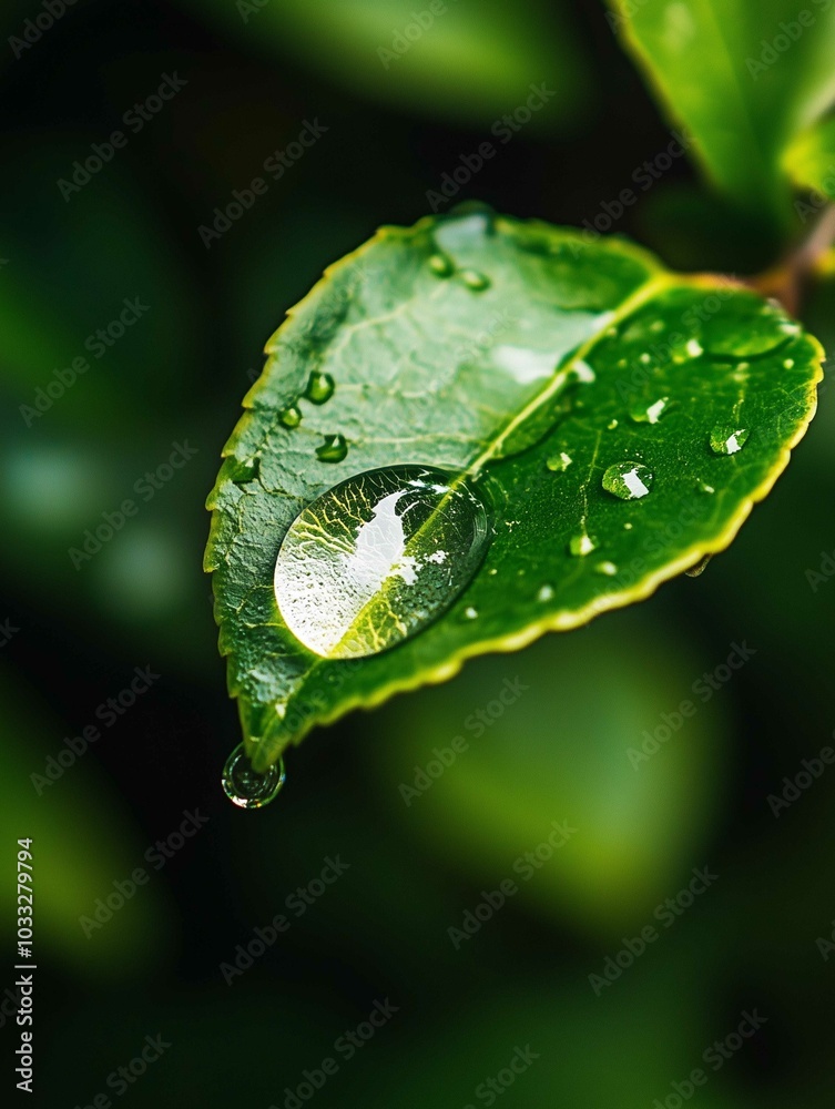 A raindrop on a leaf is captured up close
A raindrop on a leaf is captured up close