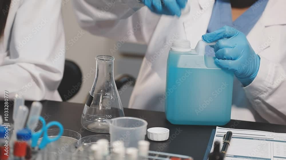 laboratory research and development concept with lab glassware and female scientist laboratory research and development concept with lab glassware and female scientist