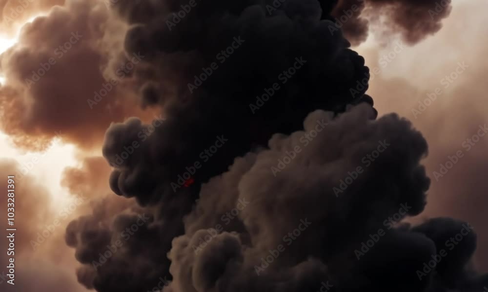 An explosion erupts, creating a fiery cloud and debris in a dramatic display of power. An explosion erupts, creating a fiery cloud and debris in a dramatic display of power.