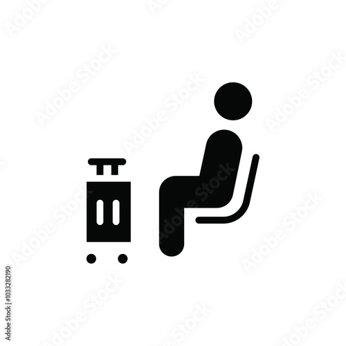 Traveler sitting in the airport lounge icon web design in vector