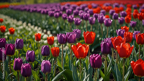 Vibrant red and yellow tulips  perfect for flowers background.