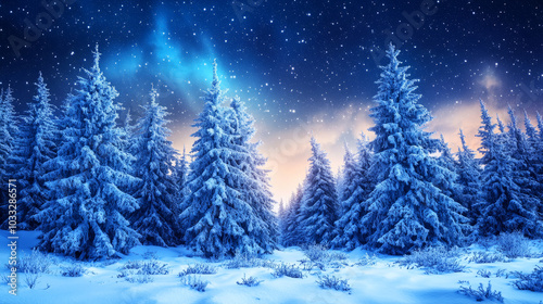 Enchanting Winter Wonderland with Snowy Trees