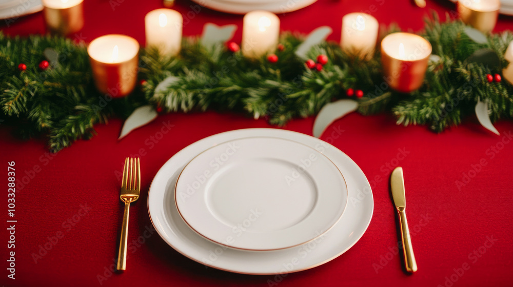 Festive Holiday Table Setting with Red Decor Festive Holiday Table Setting with Red Decor
