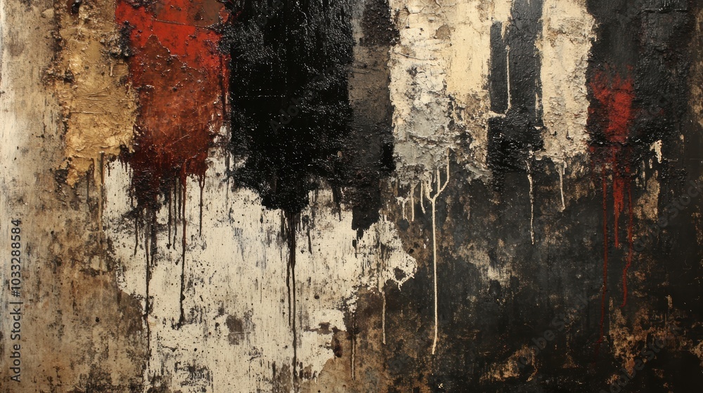 Obraz premium Abstract paint drips on a textured surface.