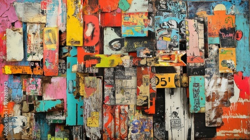 Wallpaper Mural Abstract collage of colorful painted wood. Torontodigital.ca