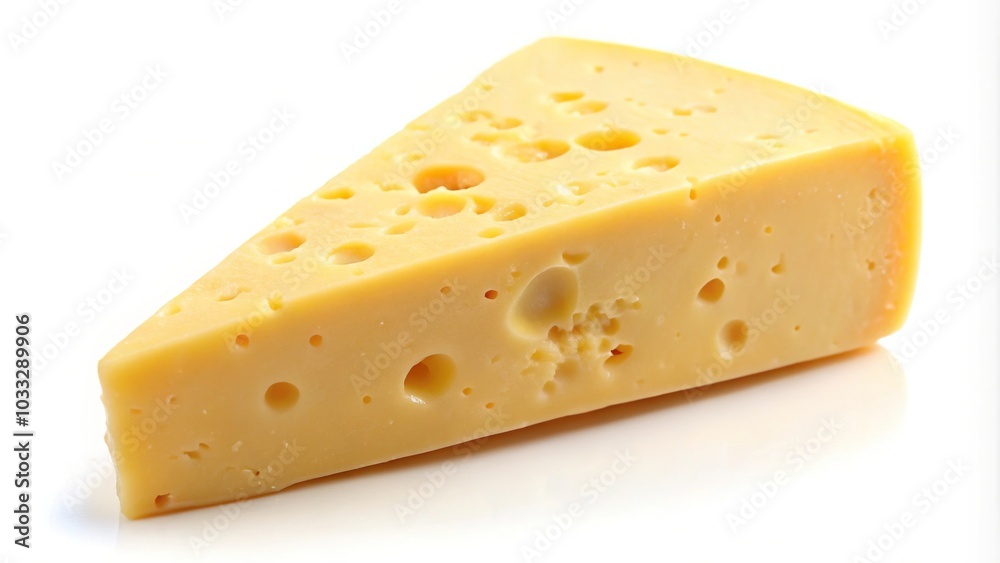 Piece of cheese isolated on white background at a tilted angle Piece of cheese isolated on white background at a tilted angle