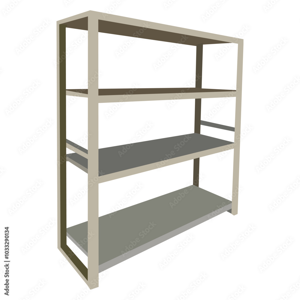 Vector illustration of a steel shelf rack, perfect for storage and organization solutions in warehouses. Vector illustration of a steel shelf rack, perfect for storage and organization solutions in warehouses.