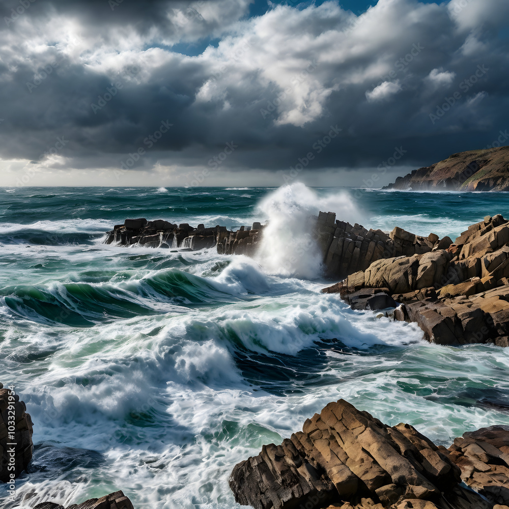 Rocky Shoreline with Crashing Waves Rocky Shoreline with Crashing Waves