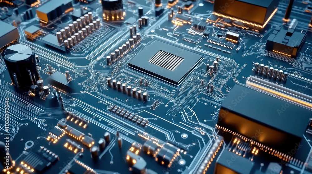 Close-up of a Circuit Board with Integrated Components Close-up of a Circuit Board with Integrated Components