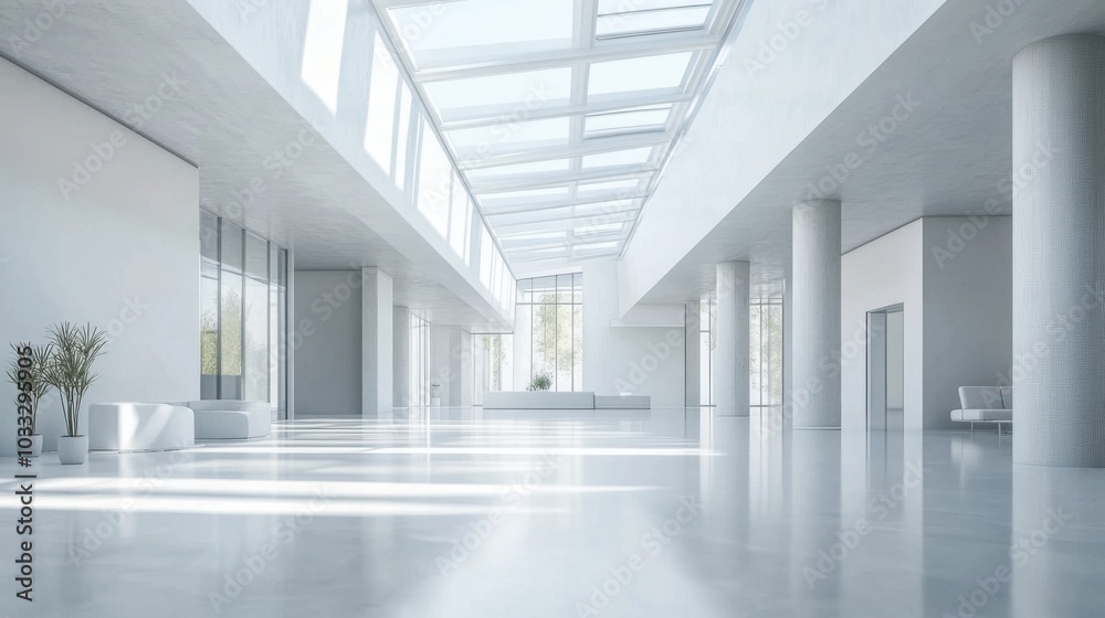 Fototapeta premium Spacious modern interior with large windows and natural light