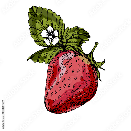 Strawberry Vector Illustration. Fresh strawberries, sweet and refreshing isolated on transparent background.