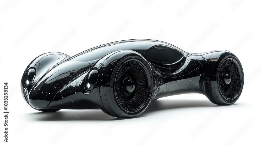 Futuristic black car design showcasing sleek lines and innovative wheels. Futuristic black car design showcasing sleek lines and innovative wheels.
