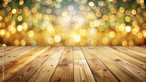 Pinewood floor with bokeh lighting effect