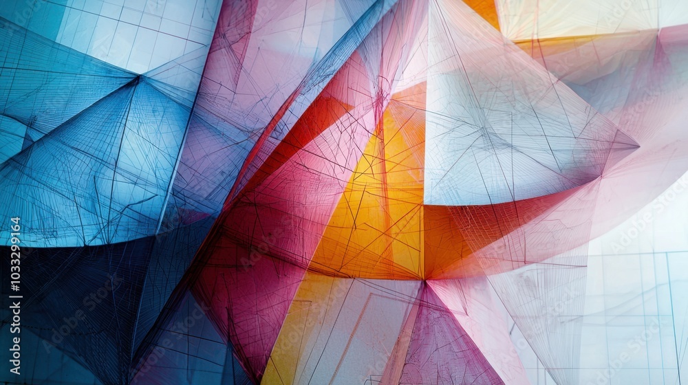 Fototapeta premium Abstract geometric shapes in vibrant colors and textures