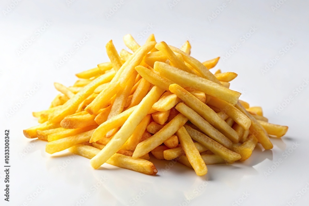 Pile of appetizing french fries on white background Pile of appetizing french fries on white background