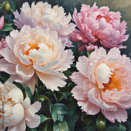 Beautiful pink Peony Flowers. Wild Nature