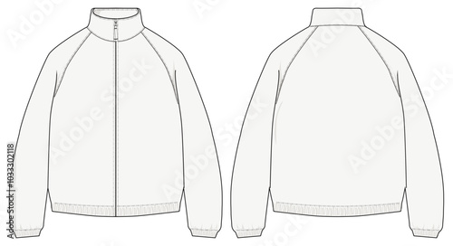 Basic Track Jacket Design Vector Template illustration Front Back