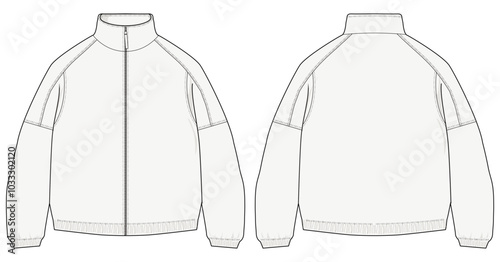 Color blocked Track Jacket Design Vector Template illustration Front Back