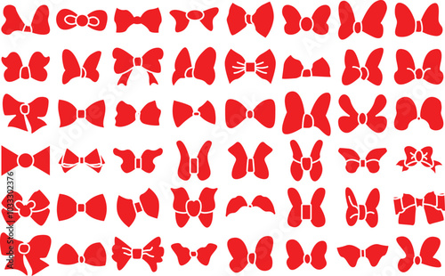 Red Minne mouse tie bow vector icon set illustration.  photo