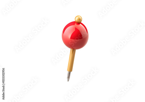 Red and Gold Maraca on White Background. Isolated on transparent background