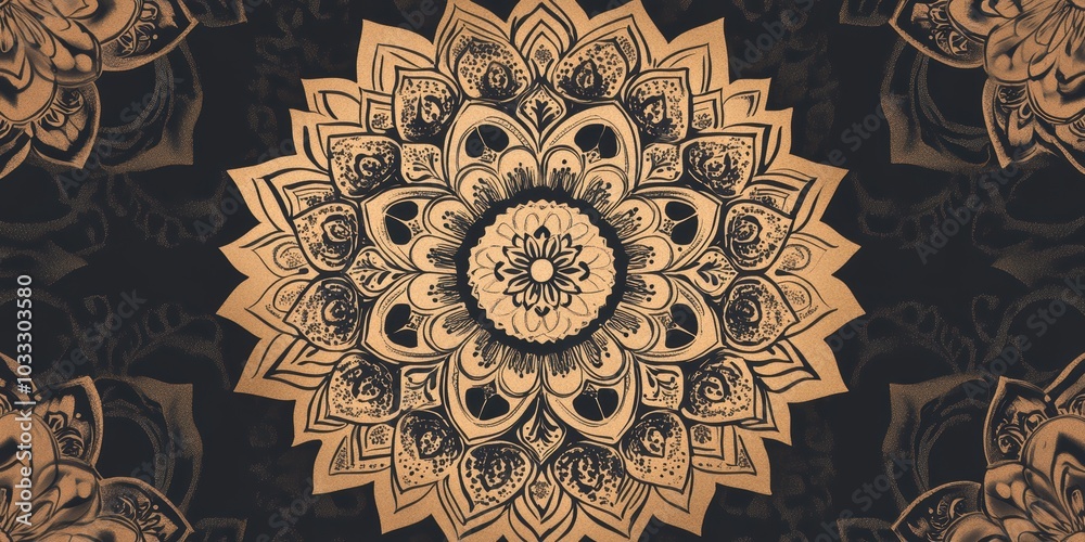 Black background with golden mandala.