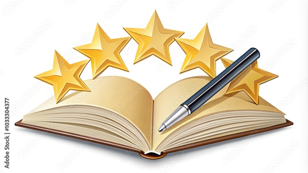 Book review clipart featuring stars and a pen rating a book from a ...