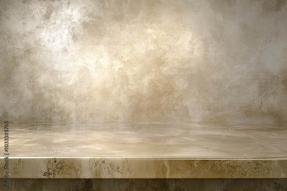 Textured Concrete Wall with Shelf - Minimalist Background Textured Concrete Wall with Shelf - Minimalist Background