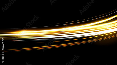 Obraz na płótnie Abstract white and yellow light trails on a dark background w salonie