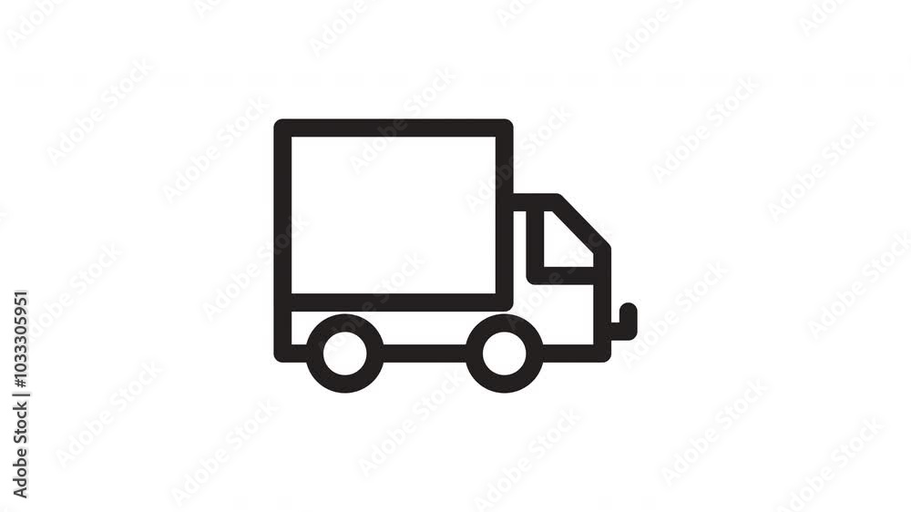 Transport Icon Animation 4K line transparant loop Transport Icon Animation 4K line transparant loop