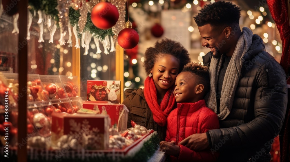 Family in holiday shopping