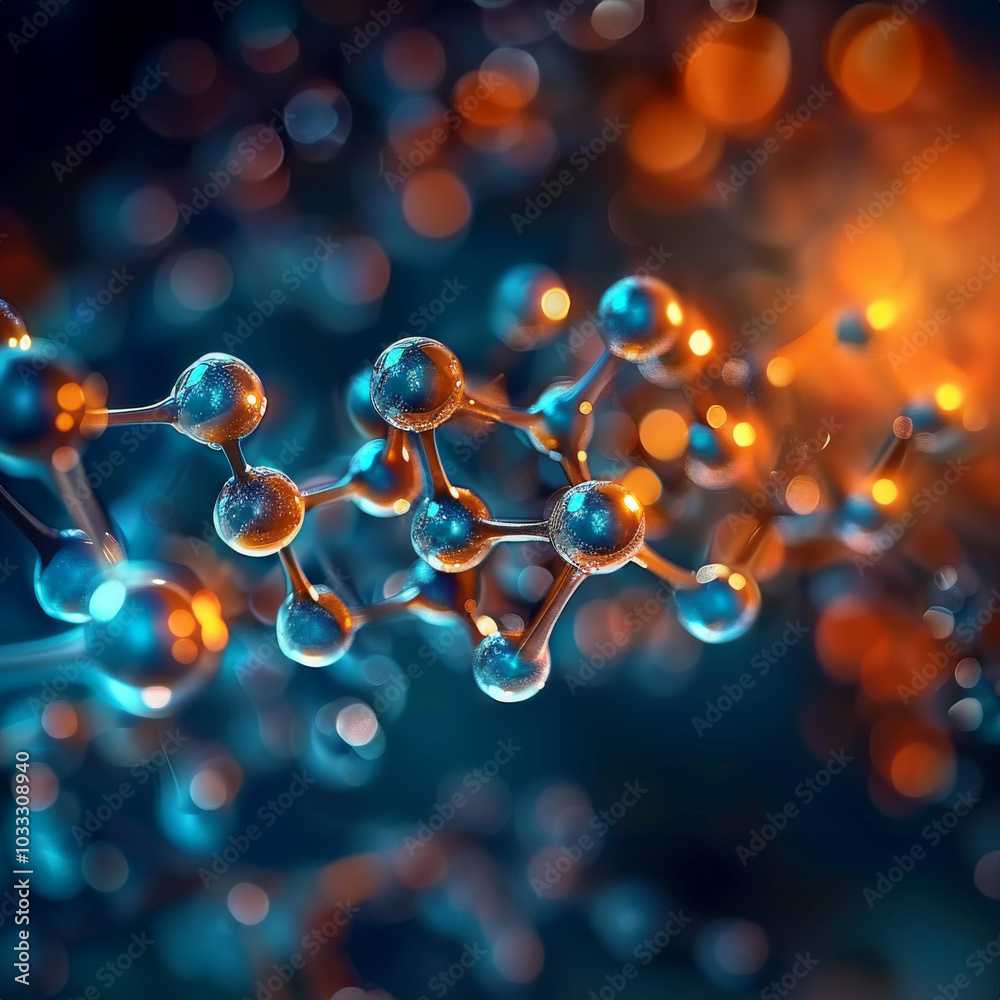 Vivid Molecular Structure with Glowing Background Vivid Molecular Structure with Glowing Background