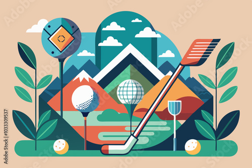 Modern golf club aesthetics with nature elements for landing page design