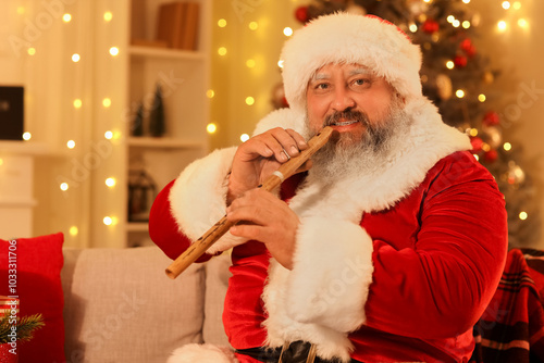 Santa Claus playing woodwin...