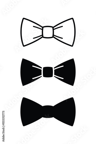 Bow Tie icon vector illustration outline isolated on white background.