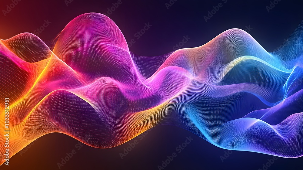 Obraz premium Abstract Wave of Glowing Dots in Vibrant Colors