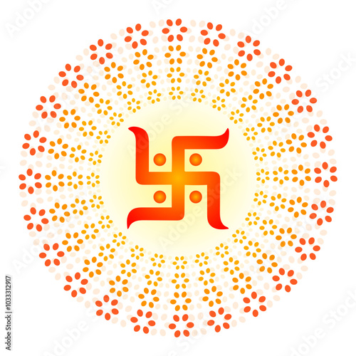 Swastika symbolizes. Swastik with beautiful mandala.