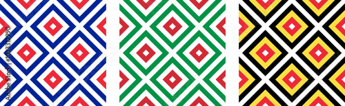 france, italy and belgium flag pattern set. diamond background. vector illustration