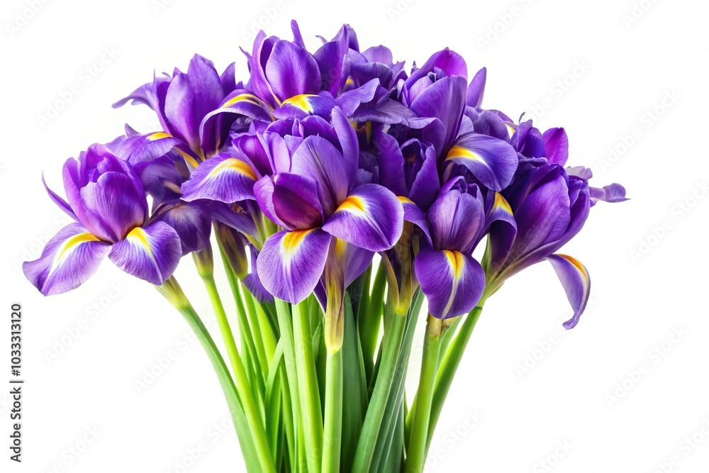 Bouquet of purple irises on a white background silhouette Bouquet of purple irises on a white background silhouette