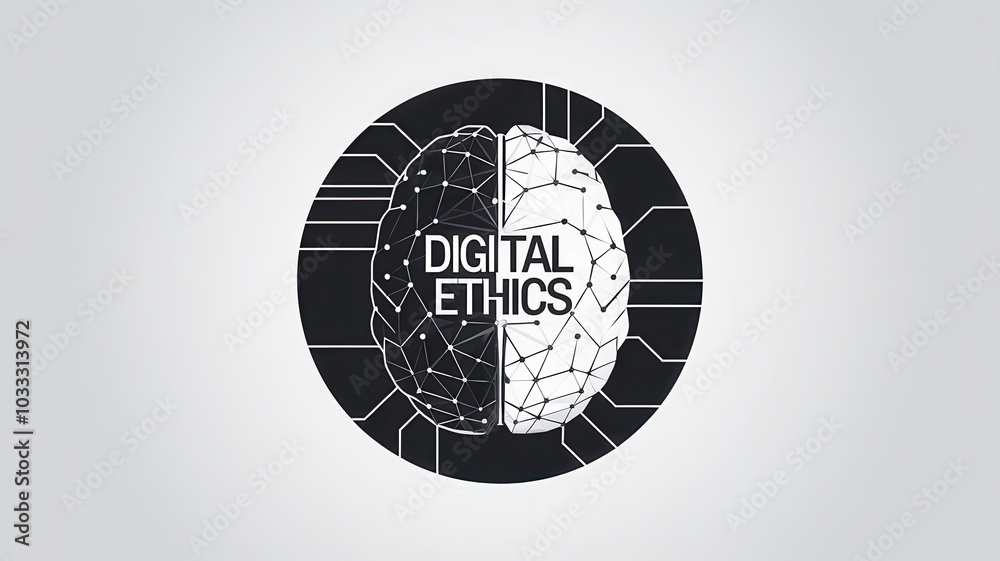 Digital Ethics Concept Represented by Brain and Technology Network Symbols Highlighting the Importance of Ethical Practices in the Digital Age Digital Ethics Concept Represented by Brain and Technology Network Symbols Highlighting the Importance of Ethical Practices in the Digital Age