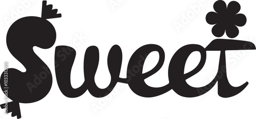 Sweet Typography silhouette vector on a white background.