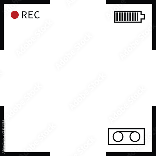 Camera frame viewfinder screen of video recorder digital display icon vector illustration isolated on white background.