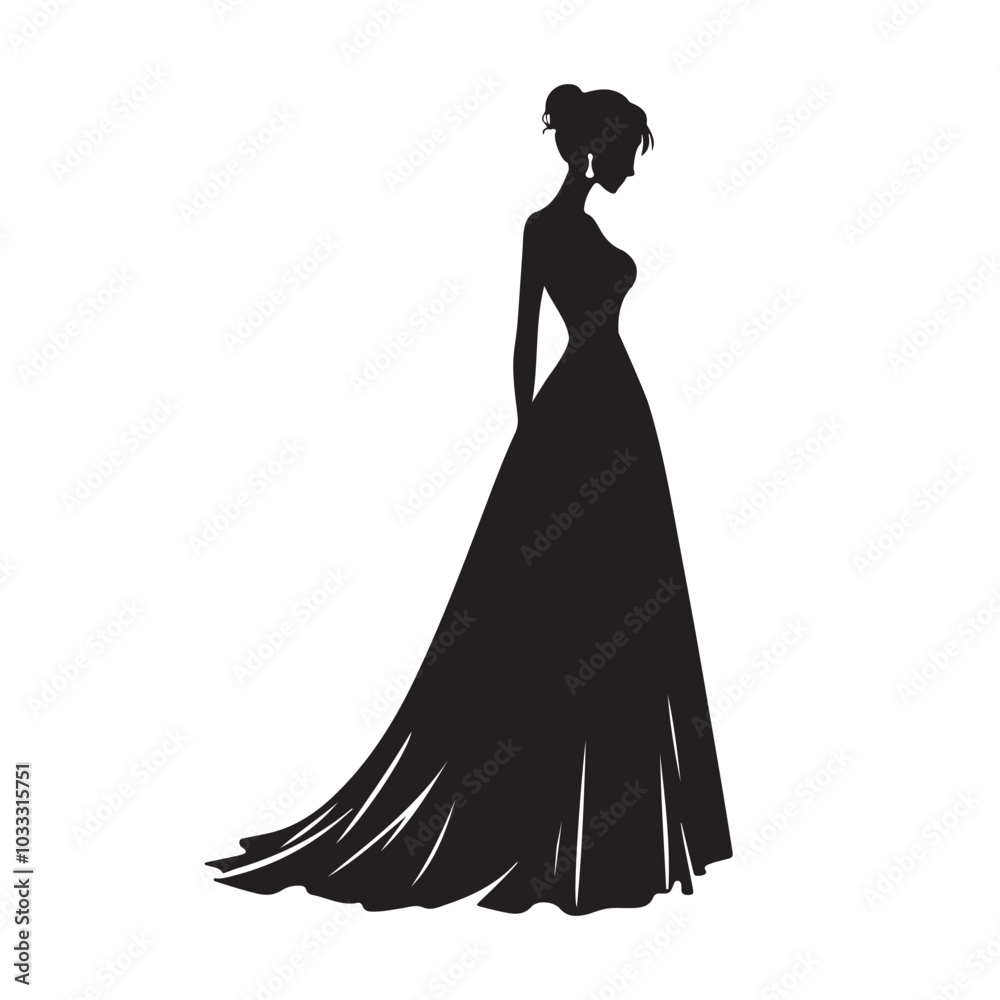 Woman's Dress Designer Elegance Iconic. Black Dress silhouette illustration. Woman's Dress Designer Elegance Iconic. Black Dress silhouette illustration.