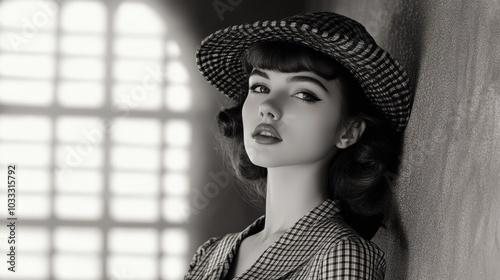 Slim lady in vintage fashion, capturing the timeless elegance of slim women in retro clothing styles, blending nostalgia with modern fashion photo