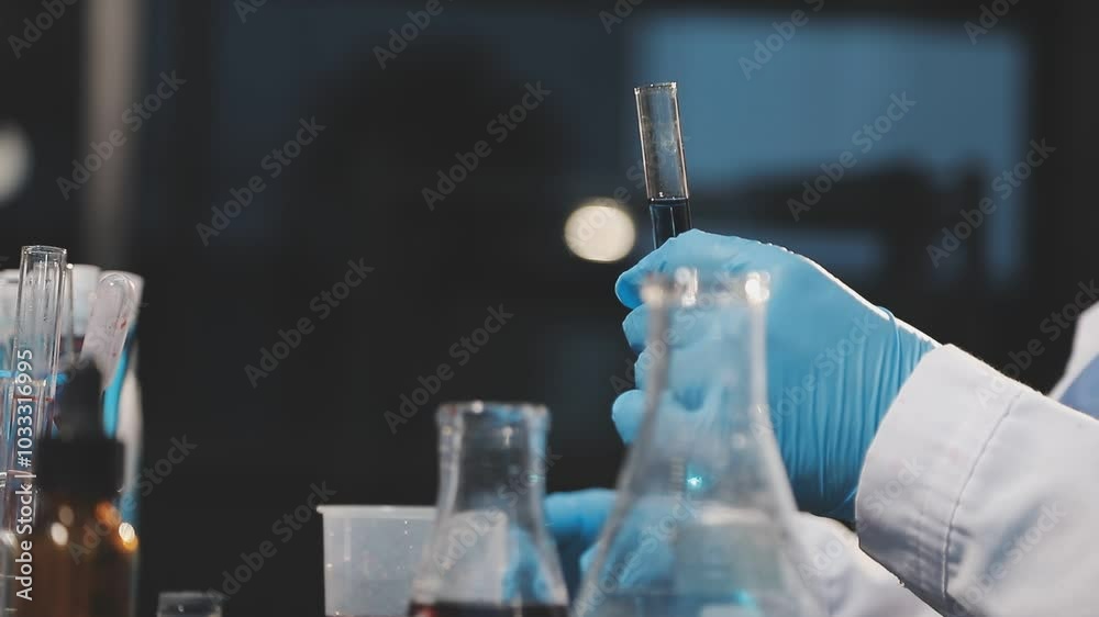 laboratory research and development concept with lab glassware and female scientist laboratory research and development concept with lab glassware and female scientist