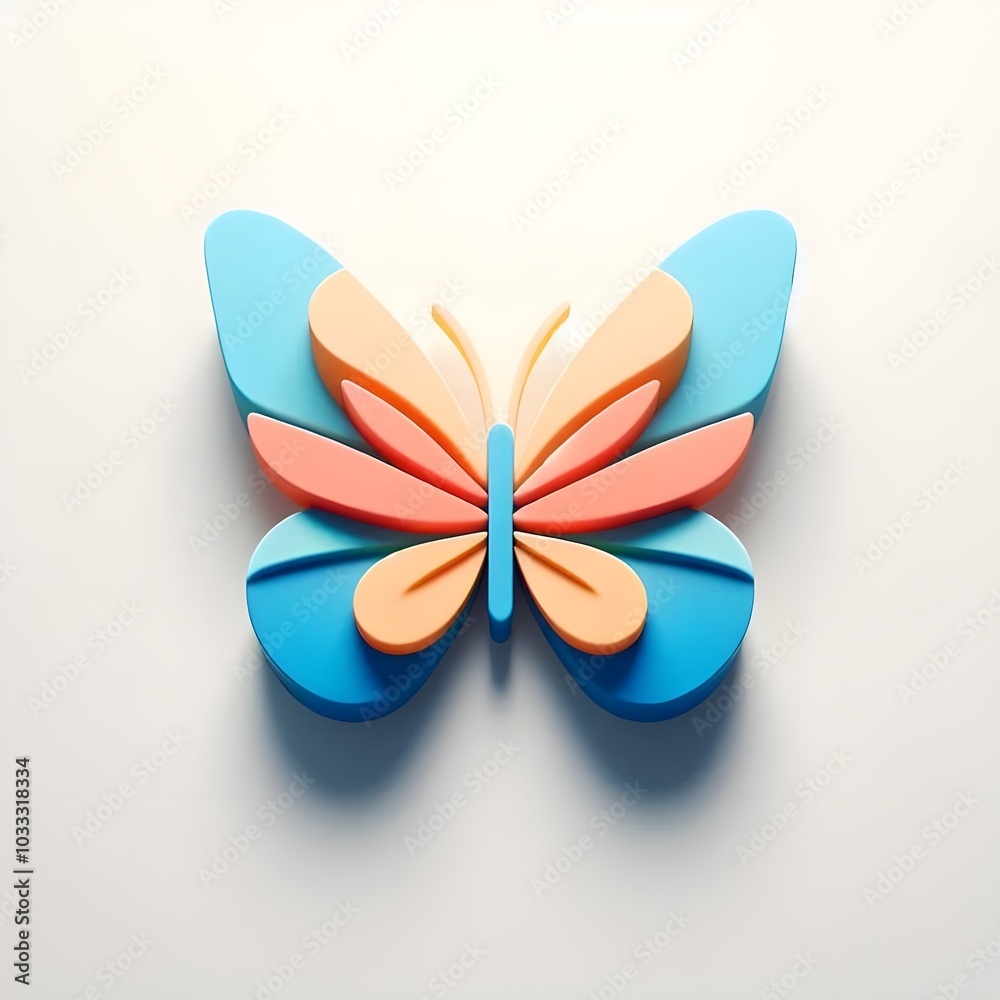 3D Butterfly with Blue and Orange Wings 3D Butterfly with Blue and Orange Wings