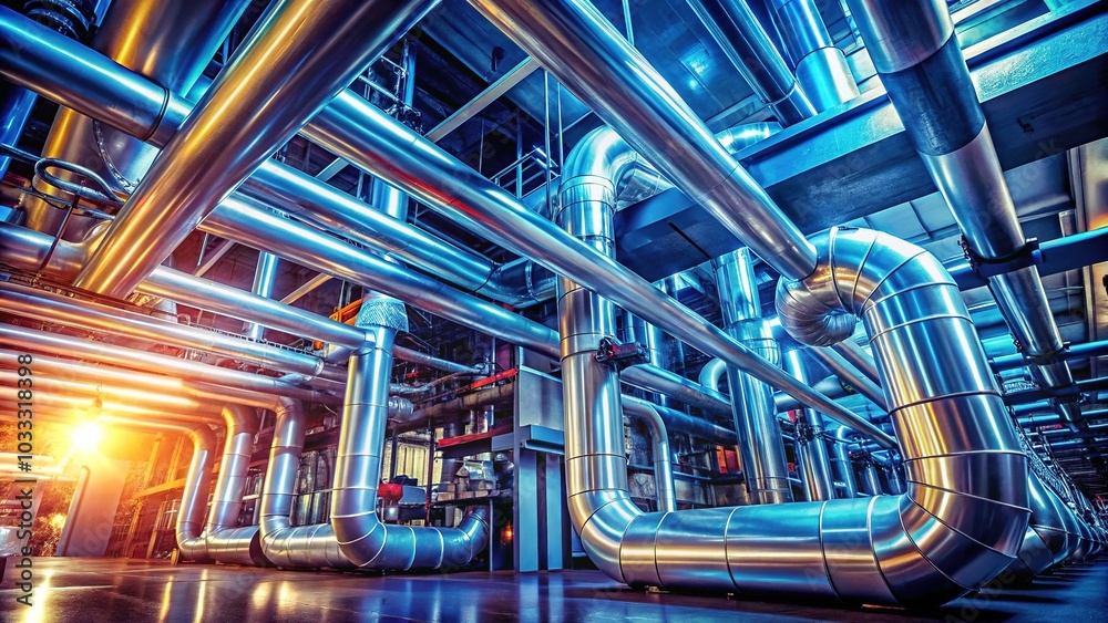 Industrial Pipe Network Illuminated Industrial Pipe Network Illuminated