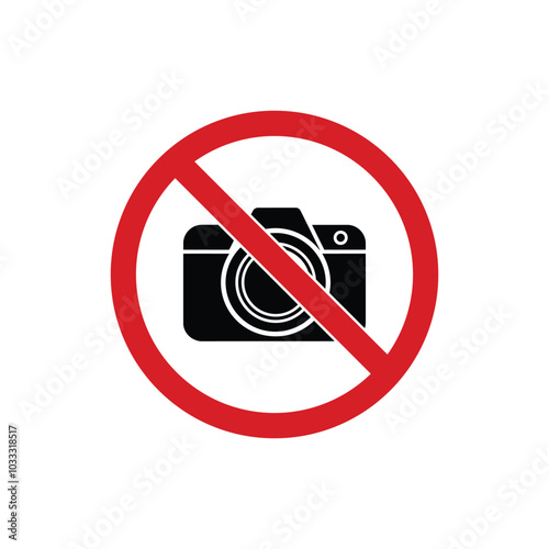 No camera allowed sign icon vector, illustration isolated on white background