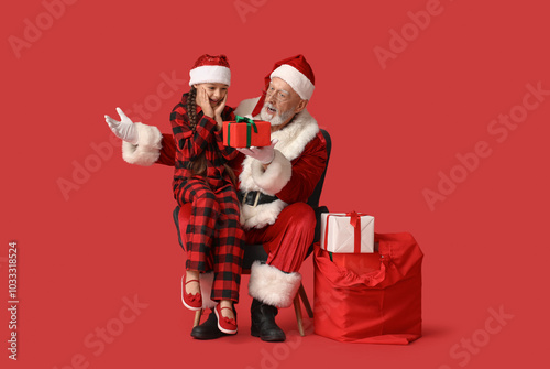 Shocked Santa Claus and cut...