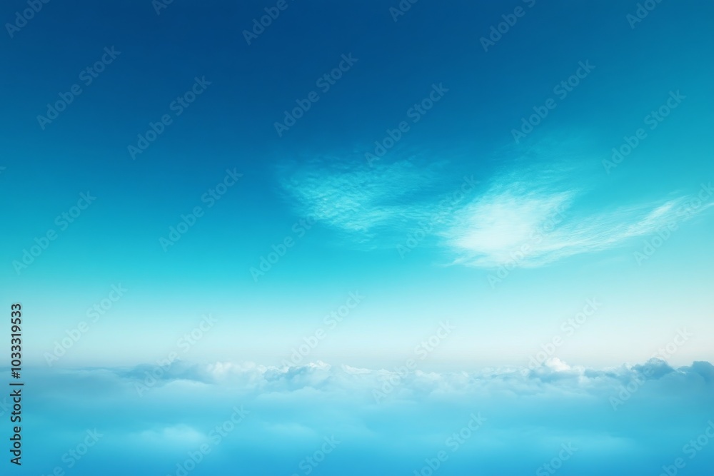 Blue Sky with White Clouds and a Horizon of Clouds Blue Sky with White Clouds and a Horizon of Clouds
