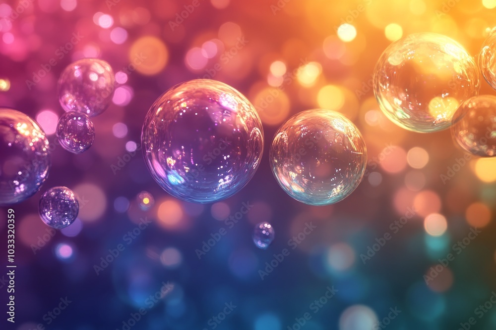 Colorful Bubbles Abstract Background with Bokeh Lights